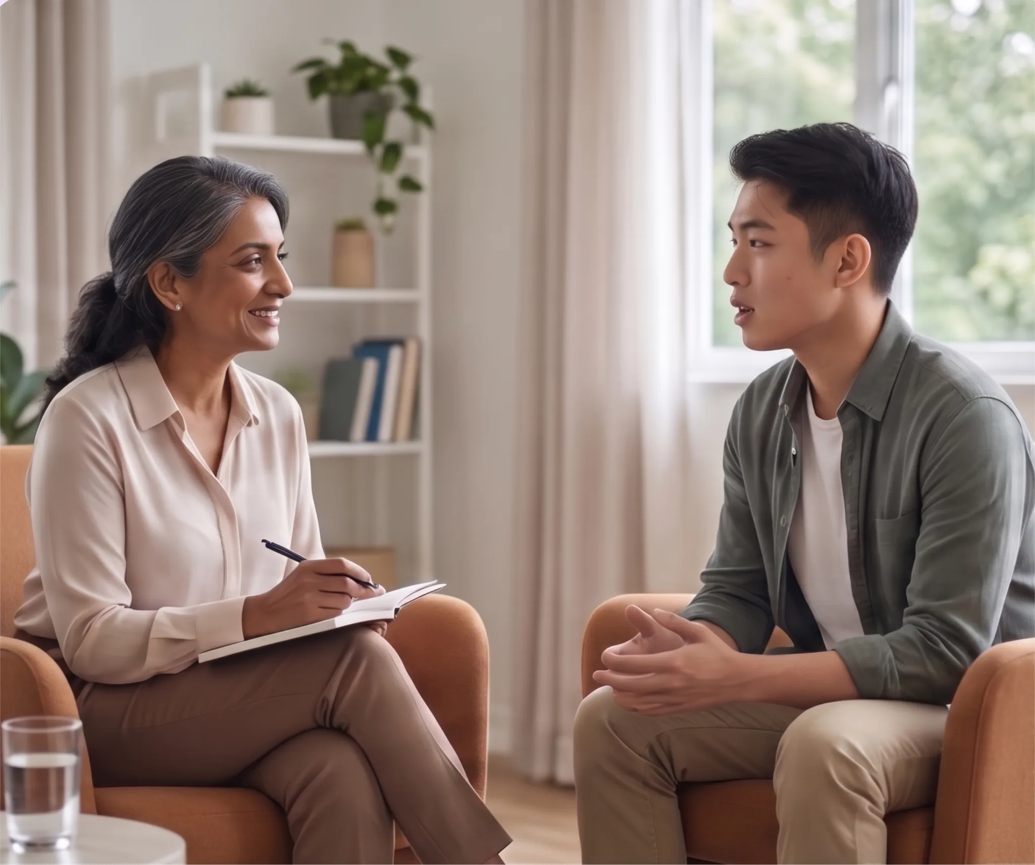Counsellor and client in a supportive conversation at Sparkz Counselling